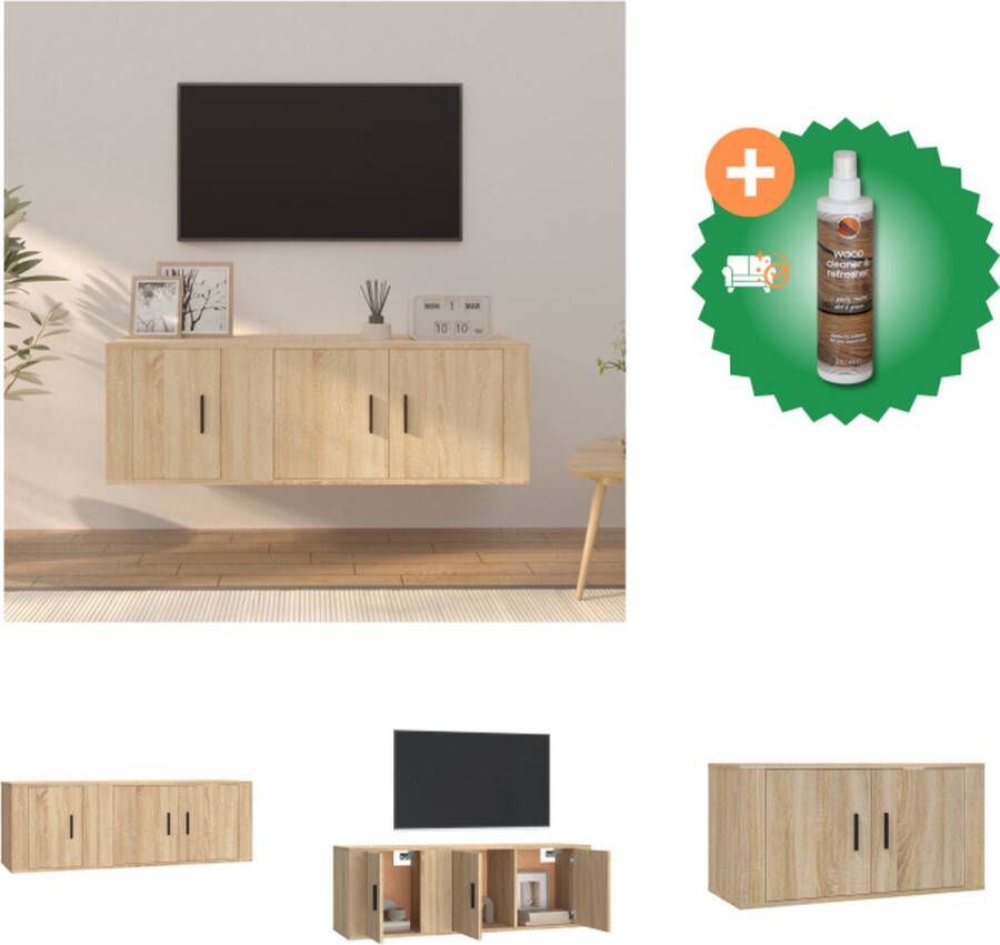 VidaXL TV-meubel set Sonoma eiken 80 x 34.5 x 40 cm 40 x 34.5 x 40 cm (B x D x H) Kast Inclusief Houtreiniger en verfrisser