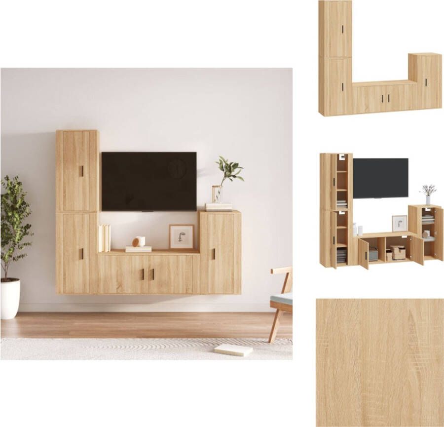VidaXL TV-meubel Set Sonoma Eiken Wandgemonteerd 100x34.5x40cm 3x40x34.5x80cm Kast