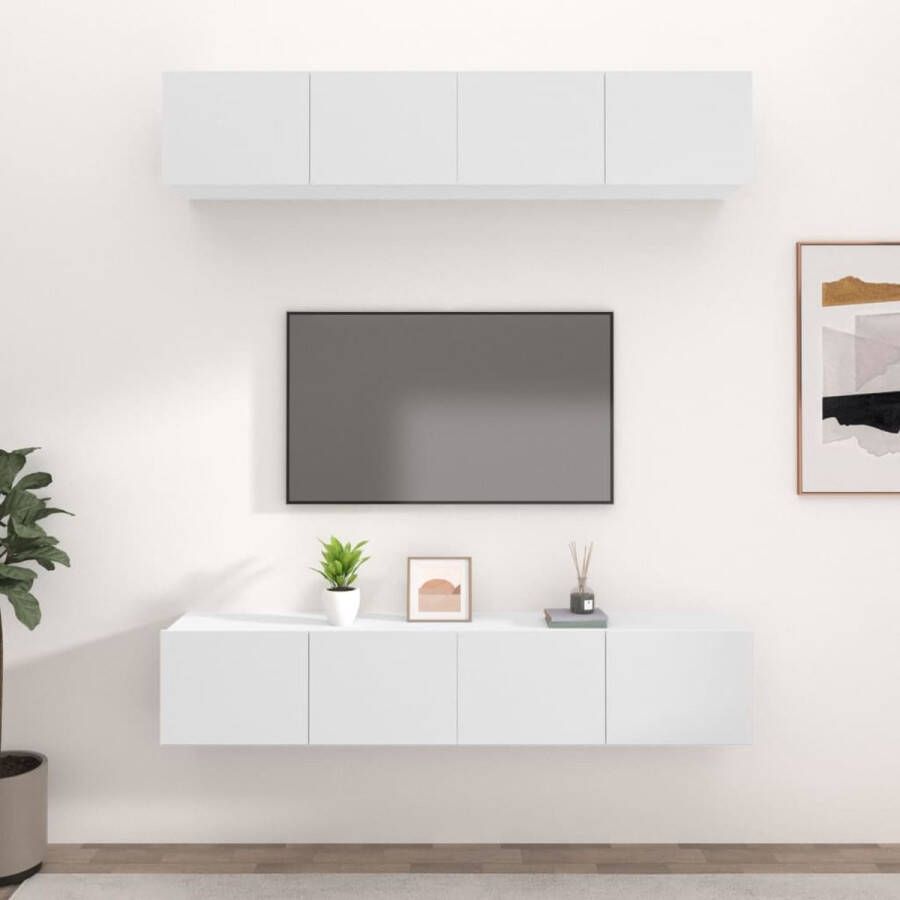 vidaXL Tv-meubel set Tv-meubel 80 x 30 x 30 cm Wandgemonteerd Stevig bewerkt hout