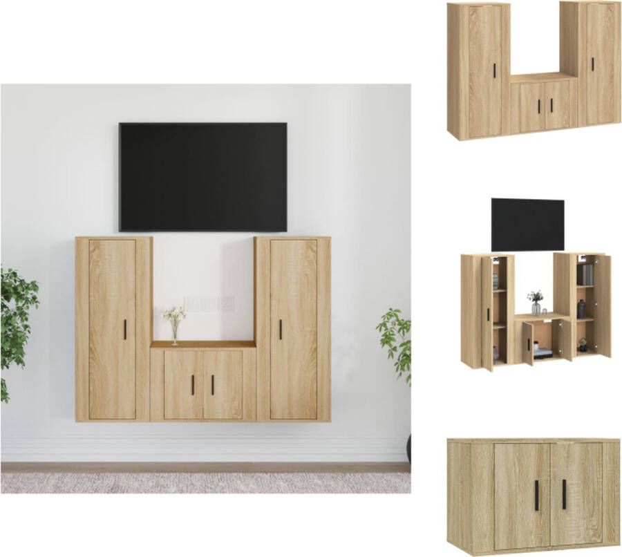 vidaXL TV-meubel Set Zonoma Eiken 2x 40x34.5x100cm 1x 57x34.5x40cm Kast