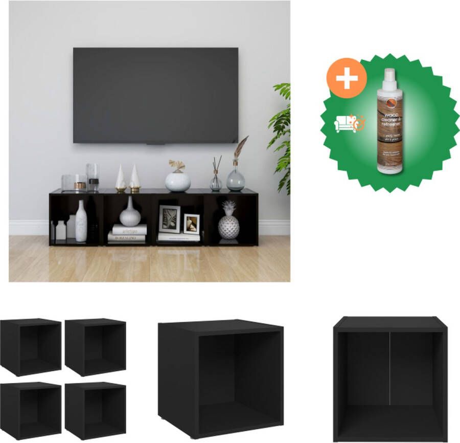 VidaXL TV-meubel set zwart 37 x 35 x 37 cm spaanplaat Kast Inclusief Houtreiniger en verfrisser