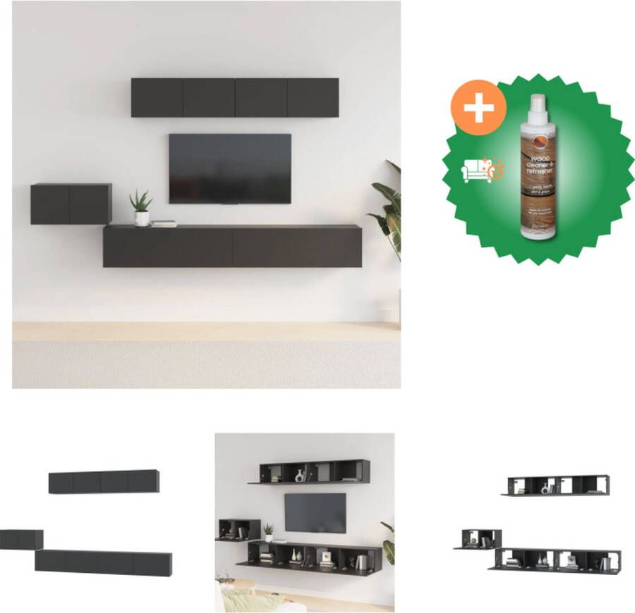 VidaXL TV-meubel set Zwart 60 x 30 x 30 cm 100 x 30 x 30 cm 80 x 30 x 30 cm Kast Inclusief Houtreiniger en verfrisser