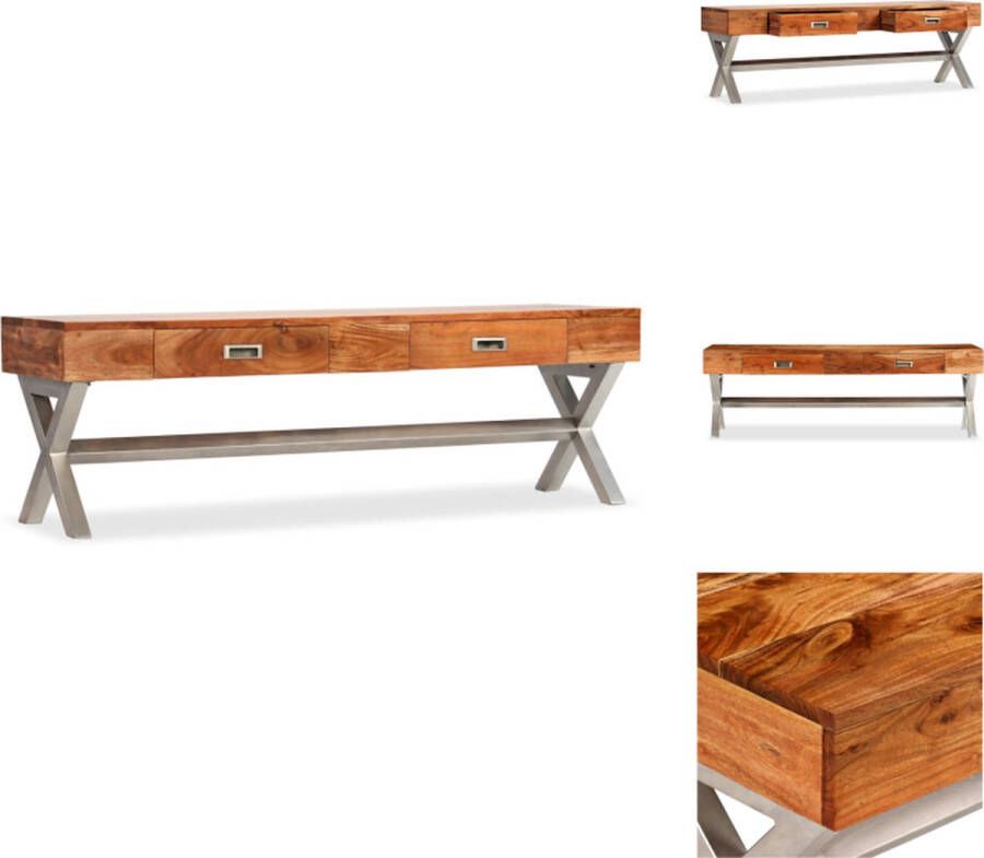 VidaXL Tv-meubel Tv-meubels Tv-meubelen Tv-meubilair Tv-meubel 140 cm massief acaciahout met sheesham afwerking - Foto 2