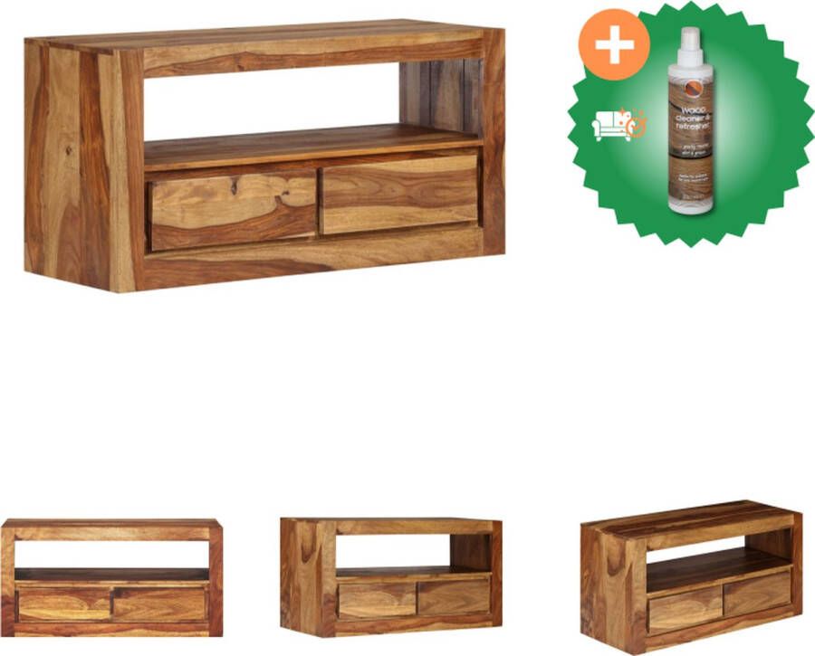 VidaXL TV-meubel Sheeshamhout 80 x 30 x 40 cm Met opbergruimte Kast Inclusief Houtreiniger en verfrisser