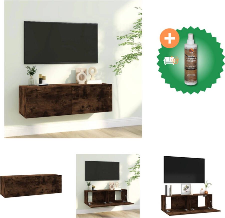 VidaXL Tv-wandmeubel 100x30x30 cm bewerkt hout gerookt eikenkleurig Kast Inclusief Houtreiniger en verfrisser