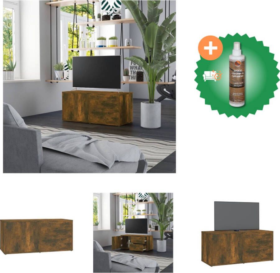 VidaXL TV-meubel Smoked Oak 80x34x36cm Stevig en praktisch houten televisiemeubel Kast Inclusief Houtreiniger en verfrisser