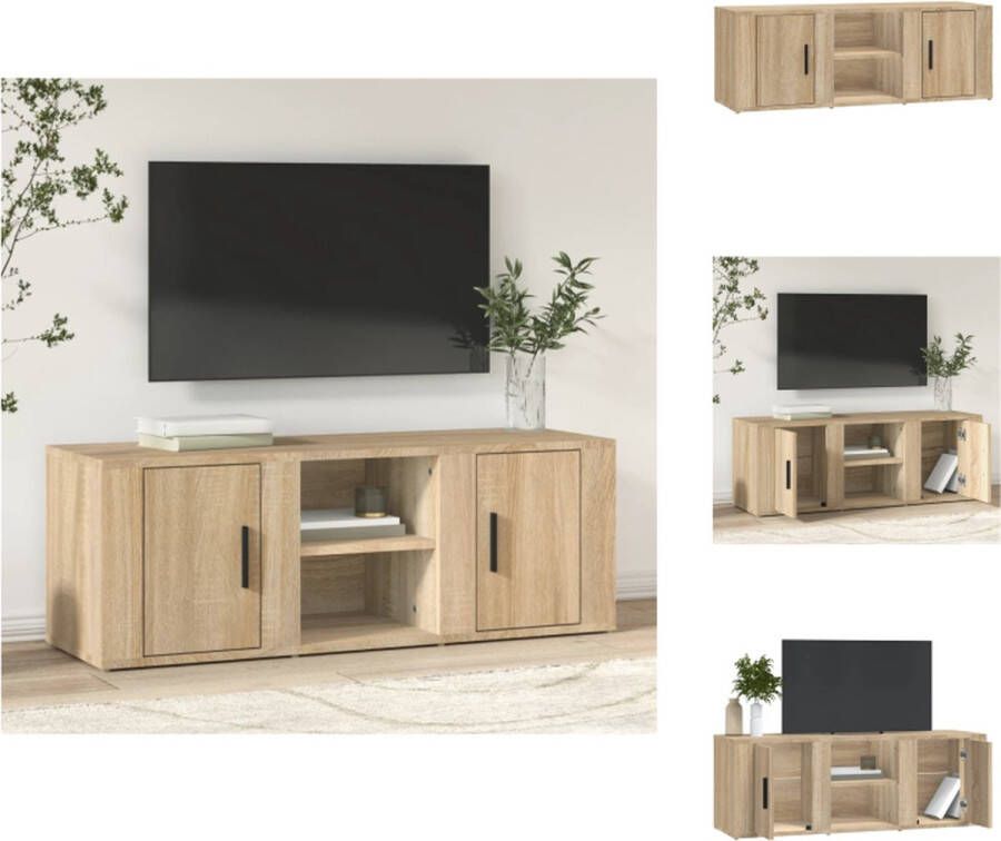 vidaXL TV-meubel Sonoma eiken 100 x 31.5 x 35 cm Stevig design Kast