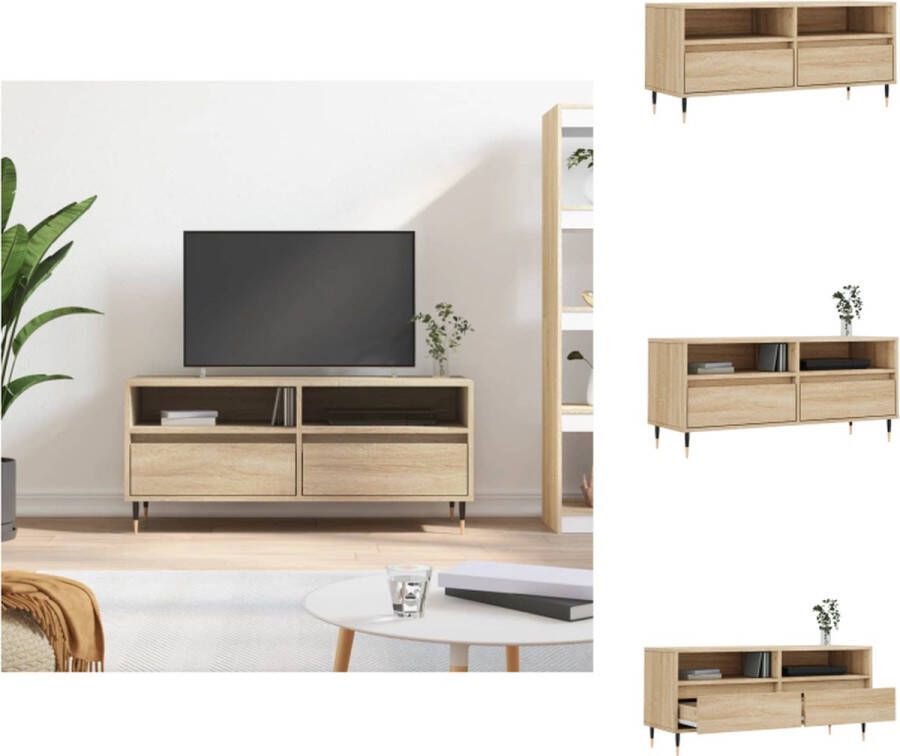 vidaXL tv-meubel Sonoma Eiken 100 x 34.5 x 44.5 cm veel opbergruimte Kast