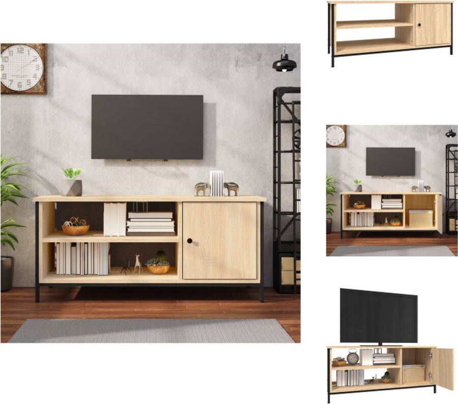 VidaXL TV-meubel Sonoma eiken 100 x 40 x 45 cm Duurzaam materiaal Voldoende opbergruimte Stevig blad Praktische deur Metalen voeten Kast