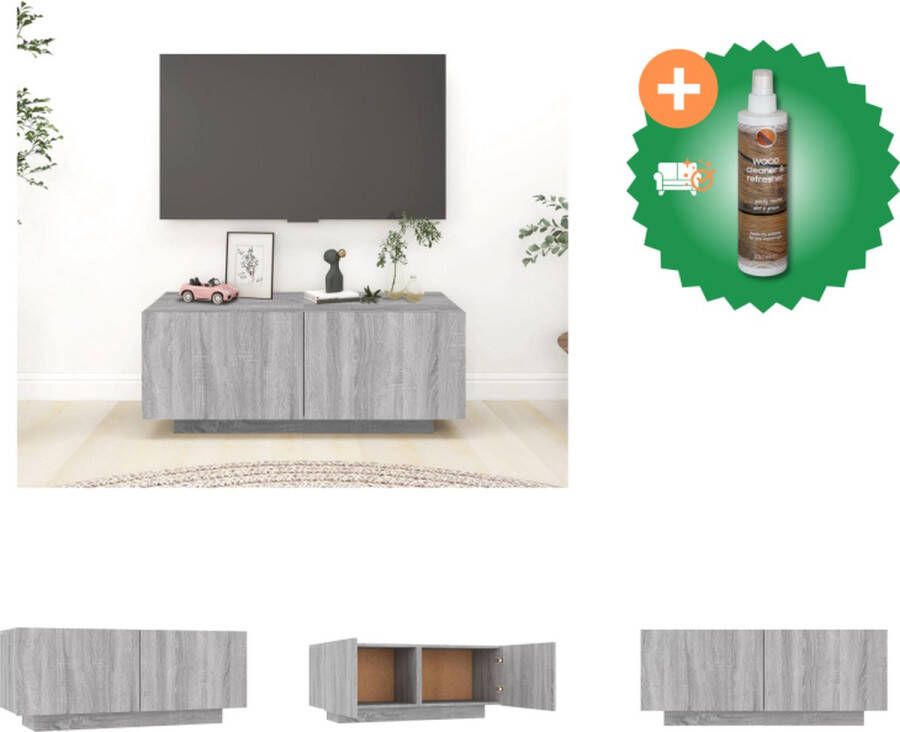 VidaXL Tv-meubel 100x35x40 cm bewerkt hout grijs sonoma eikenkleurig Kast Inclusief Houtreiniger en verfrisser