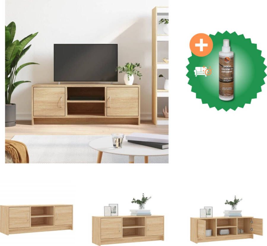 VidaXL Tv-meubel 102x30x37-5 cm bewerkt hout sonoma eikenkleurig Kast Inclusief Houtreiniger en verfrisser