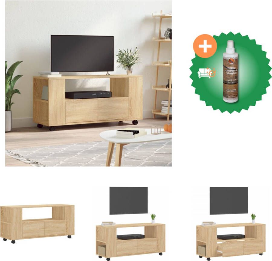 VidaXL TV-meubel Sonoma Eiken 102 x 34.5 x 43 cm Duurzaam Hout Opbergruimte Kast Inclusief Houtreiniger en verfrisser