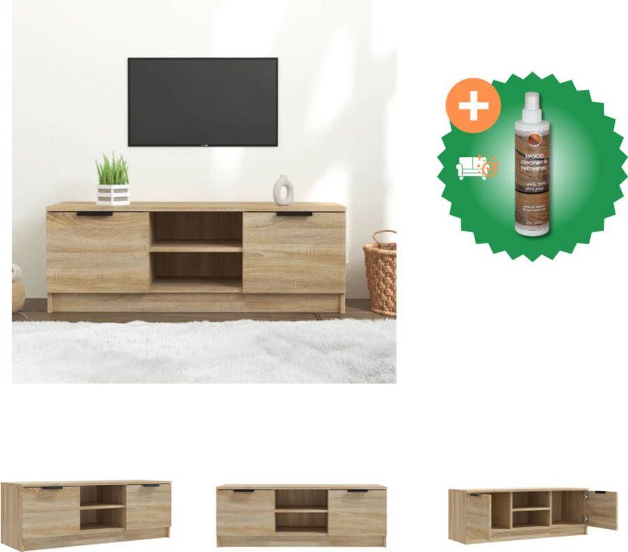VidaXL TV-meubel Sonoma eiken 102 x 35 x 36.5 cm praktisch design Kast Inclusief Houtreiniger en verfrisser