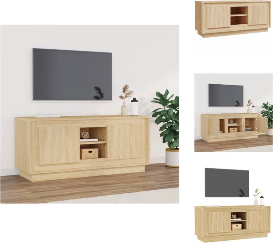 VidaXL TV-meubel Sonoma Eiken 102 x 35 x 45 cm Trendy en praktisch Voldoende opbergruimte Stevig blad Praktische deuren Kast