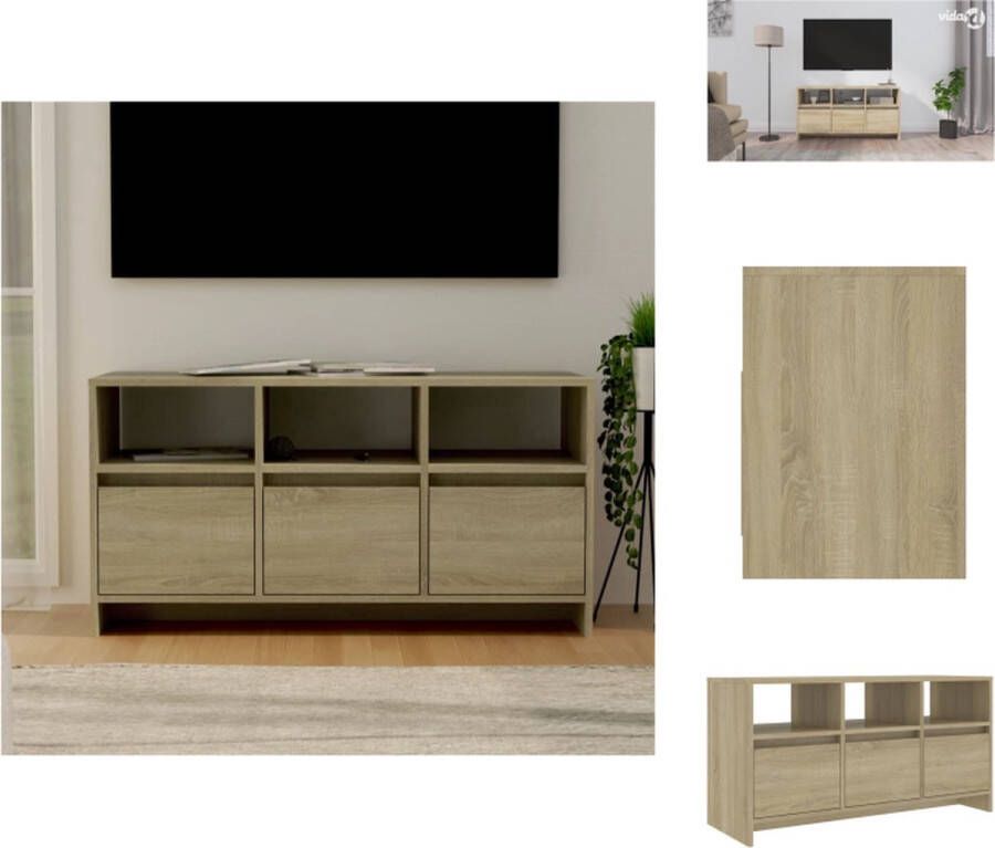 VidaXL Tv-meubel Sonoma Eiken 102x37.5x52.5cm 3 laden en 3 schappen Kast