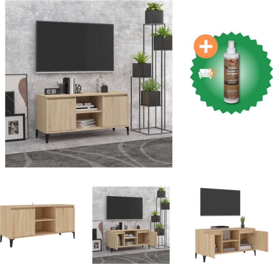 VidaXL Tv-meubel met metalen poten 103-5x35x50 cm sonoma eikenkleurig Kast Inclusief Houtreiniger en verfrisser