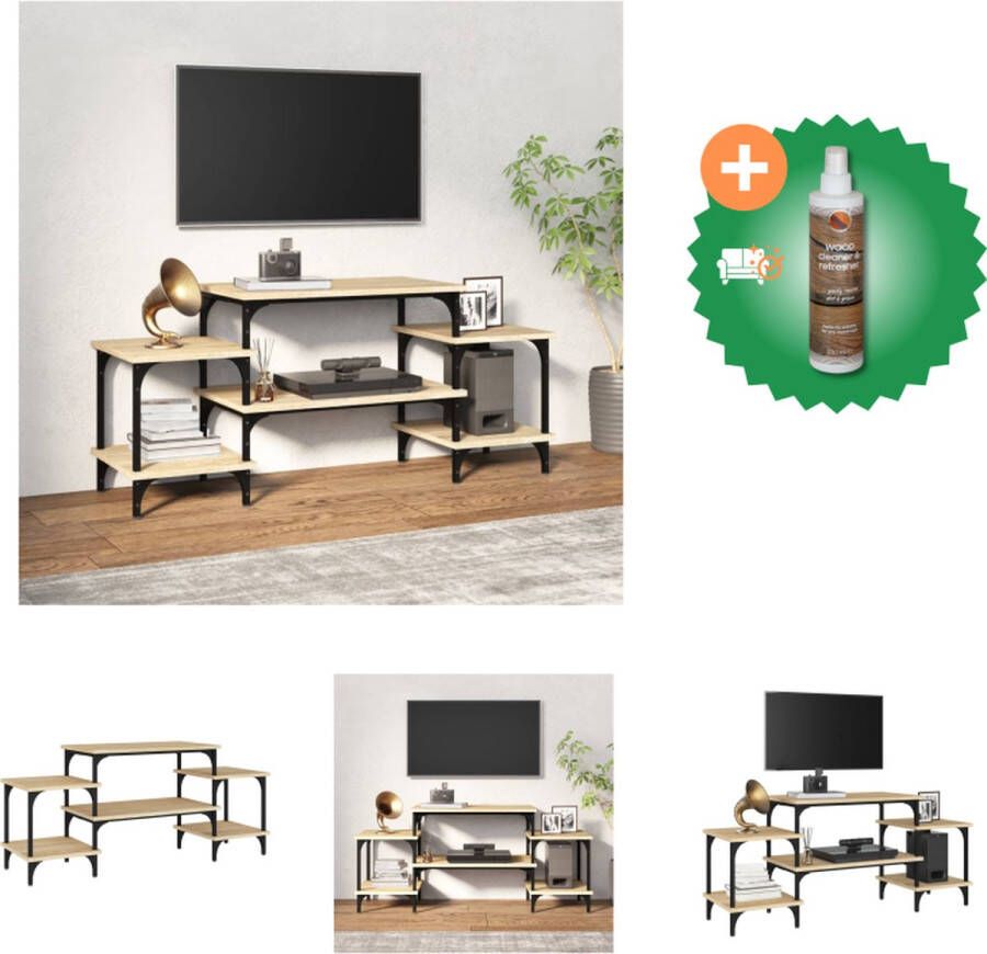 VidaXL Tv-meubel Sonoma eiken 117 x 35 x 52 cm Duurzaam hout en staal Kast Inclusief Houtreiniger en verfrisser