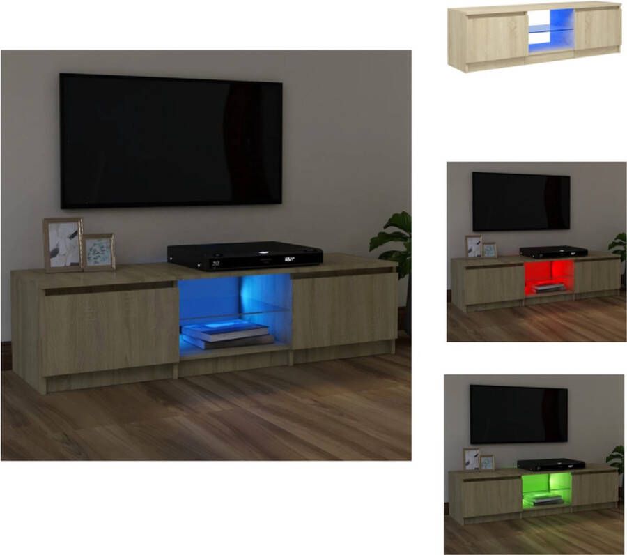VidaXL TV-meubel Sonoma Eiken 120 x 30 x 35.5 cm Met RGB LED-verlichting Kast