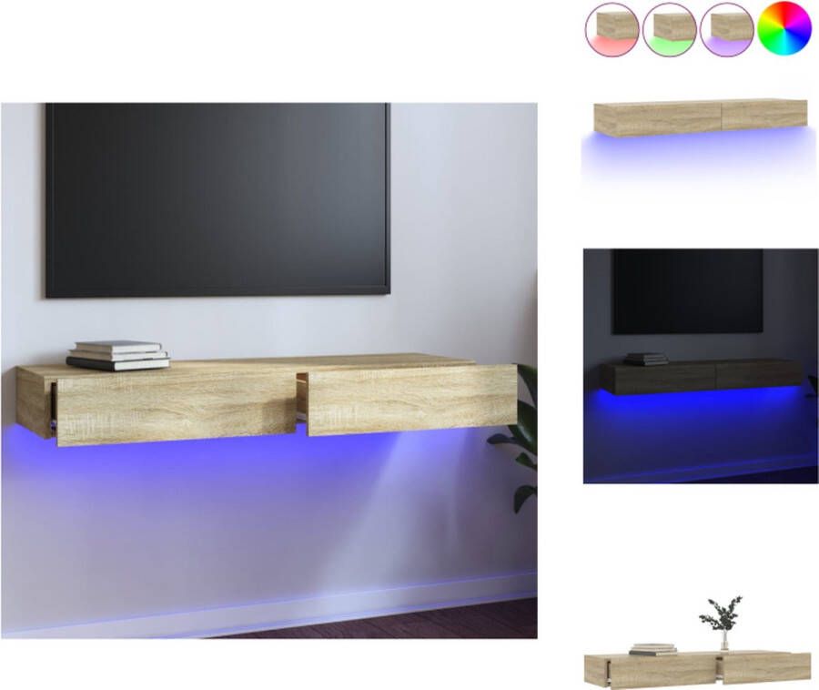 VidaXL TV-meubel Sonoma Eiken 120 x 35 x 15.5 cm LED-verlichting Kast