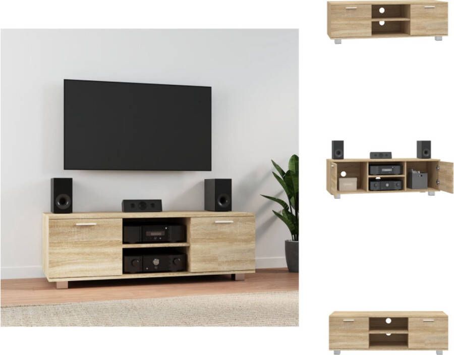 VidaXL TV-meubel Sonoma eiken 120 x 40.5 x 35 cm Duurzaam hout 4 vakken Kabelgaten Kast