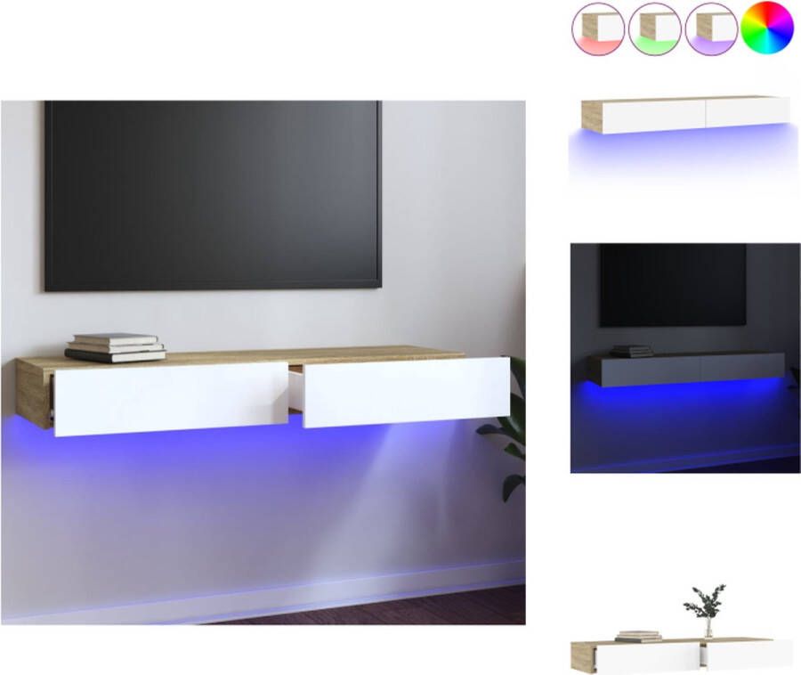 vidaXL TV-meubel Sonoma Eiken 120x35x15.5 cm LED-verlichting Kast