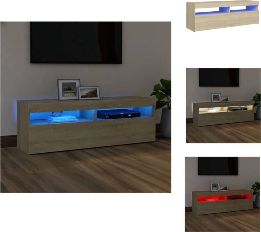 VidaXL TV-meubel Sonoma Eiken 120x35x40 cm Met RGB LED-verlichting Montage vereist Kast