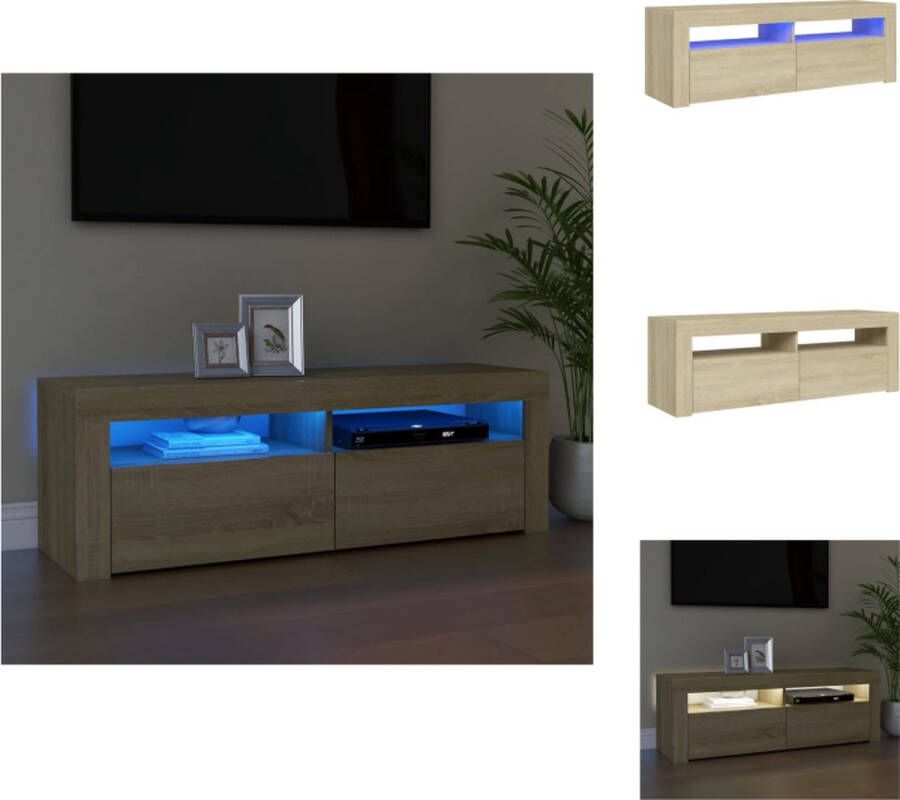 VidaXL Tv-kast Tv-kasten Televisiekast Televisiekasten Tv-meubel met LED-verlichting 120x35x40 cm sonoma eikenkleurig - Foto 2
