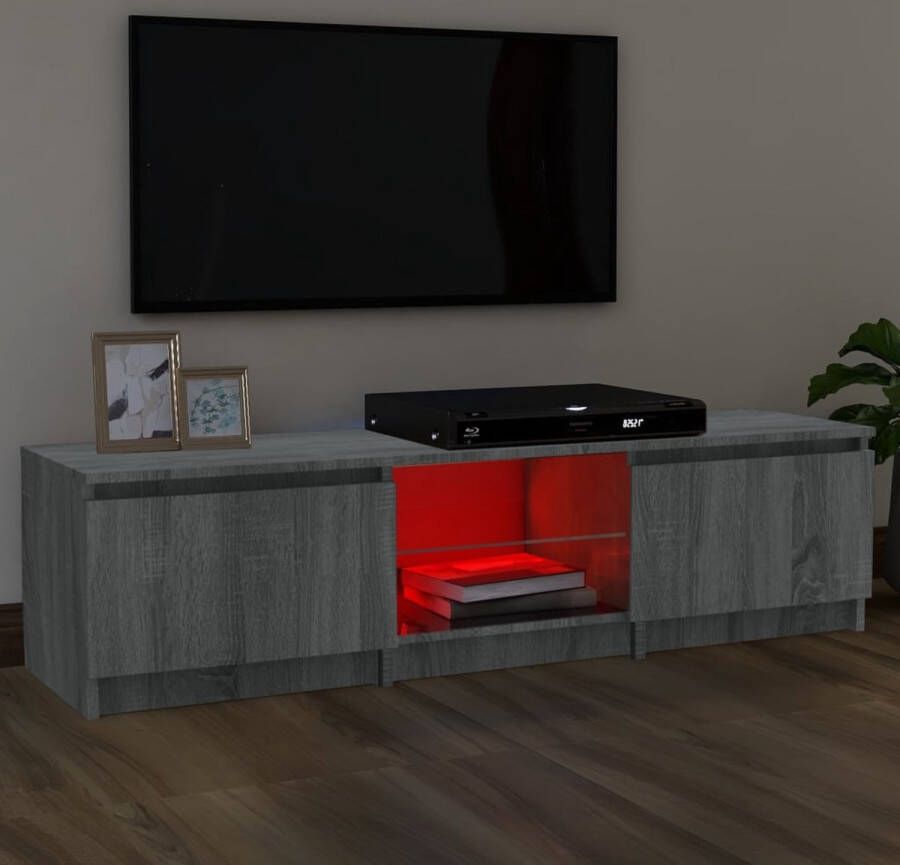VidaXL Tv-meubel Tv-kastemeubels Tv-kast Tv-meubel Met LED-verlichting Tv-meubel met LED-verlichting 140x40x35 5 cm grijs sonoma eiken - Foto 2