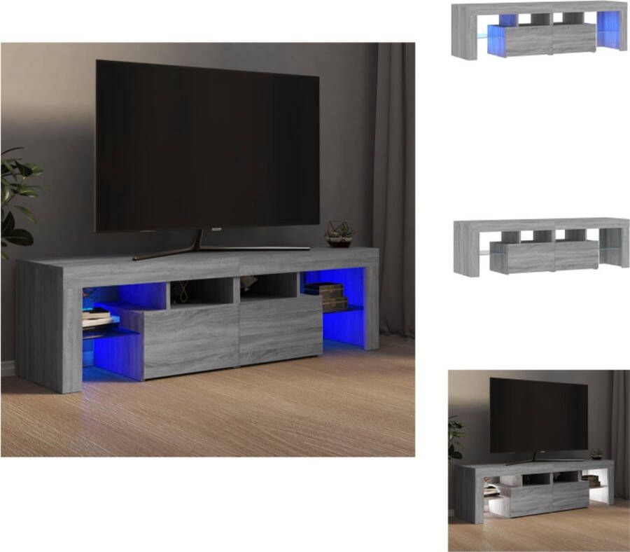 VidaXL Tv-kast Tv-kasten Tv-meubel Hifi-meubel Tv-meubel met LED-verlichting 140x36 5x40 cm grijs sonoma eiken - Foto 2