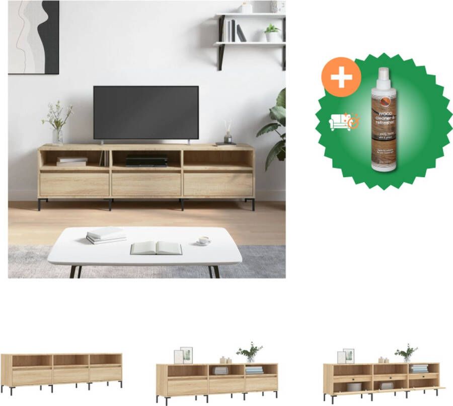 VidaXL Tv-meubel Sonoma eiken 150 x 30 x 44.5 cm met veel opbergruimte Kast Inclusief Houtreiniger en verfrisser - Foto 3