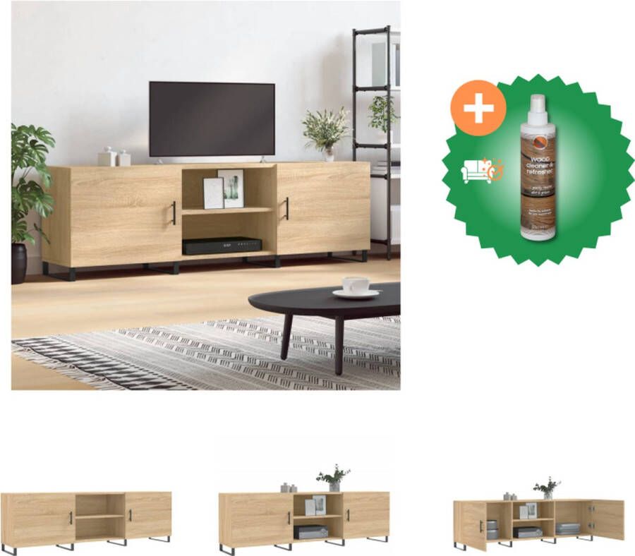 VidaXL TV-meubel Sonoma Eiken 150 x 30 x 50 cm Bewerkt Hout en IJzer Kast Inclusief Houtreiniger en verfrisser