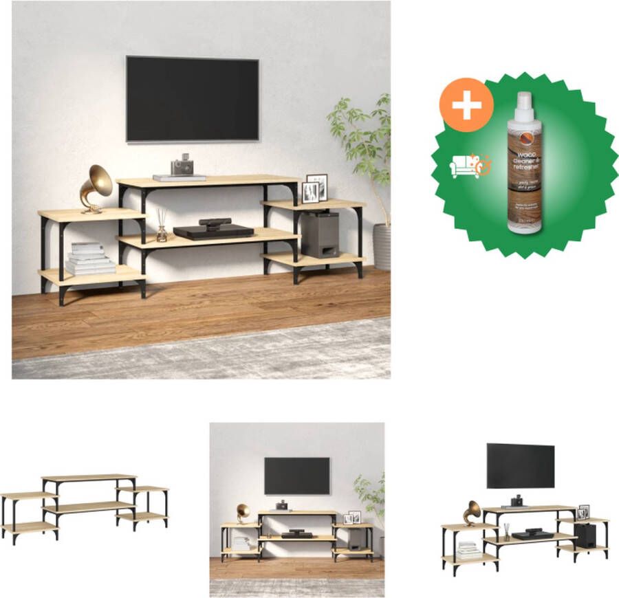 VidaXL TV-meubel Sonoma eiken 157 x 35 x 52 cm duurzaam hout en staal Kast Inclusief Houtreiniger en verfrisser