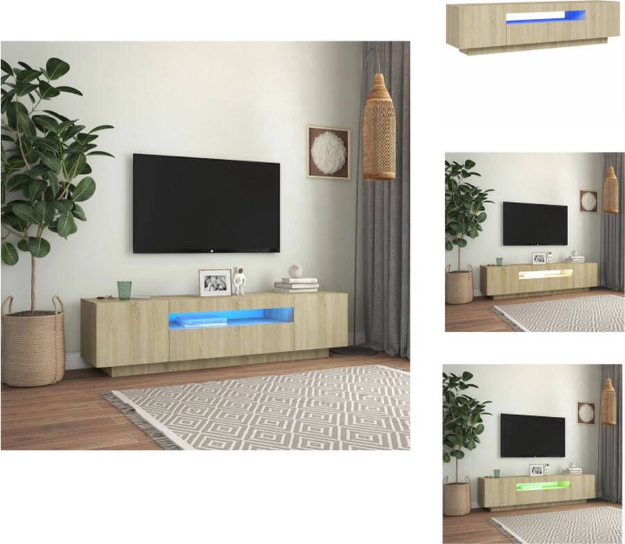 VidaXL TV-meubel Sonoma Eiken 160 x 35 x 40 cm LED-verlichting Kast