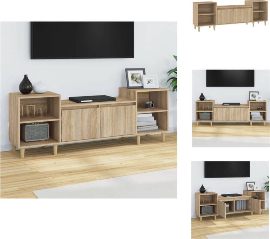 vidaXL TV-meubel Sonoma Eiken 160 x 35 x 55 cm Stevig Bewerkt Hout Kast