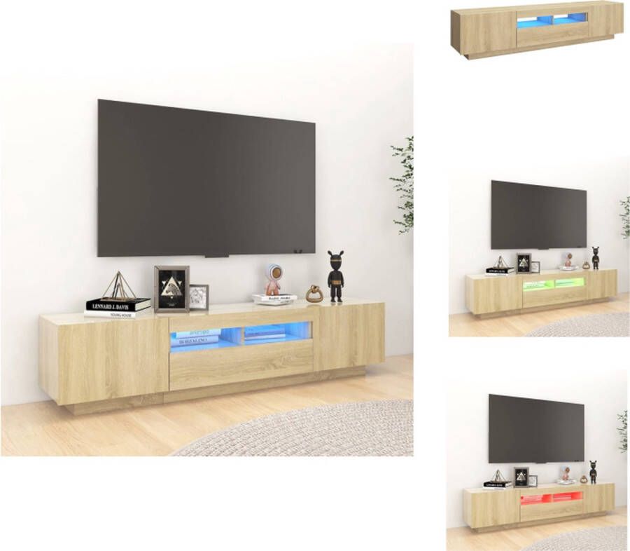 VidaXL TV-meubel Sonoma Eiken 180 x 35 x 40 cm RGB LED-verlichting Kast