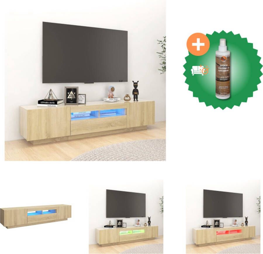 VidaXL Tv-meubel met LED-verlichting 180x35x40 cm sonoma eikenkleurig Kast Inclusief Houtreiniger en verfrisser
