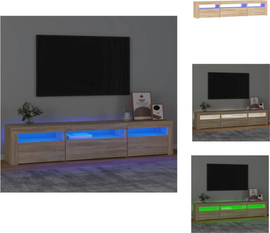 vidaXL TV-meubel Sonoma eiken 195 x 35 x 40 cm Met RGB LED-verlichting Kast