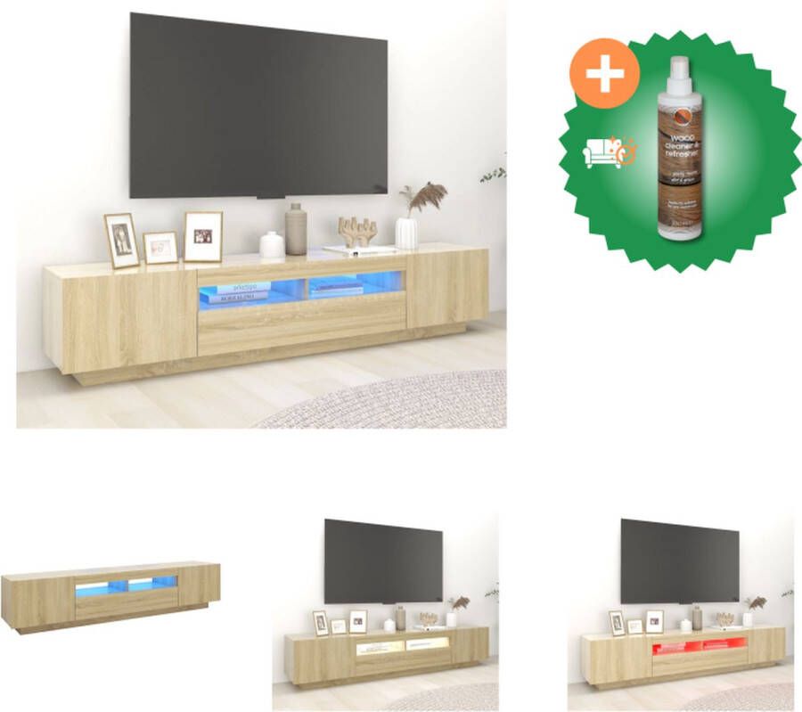 VidaXL Tv-meubel met LED-verlichting 200x35x40 cm sonoma eikenkleurig Kast Inclusief Houtreiniger en verfrisser