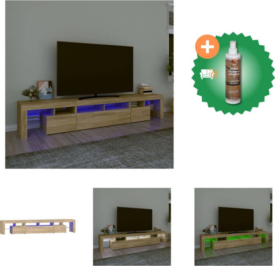 VidaXL TV-meubel Sonoma eiken 230 x 36.5 x 40 cm Met RGB LED-verlichting Kast Inclusief Houtreiniger en verfrisser
