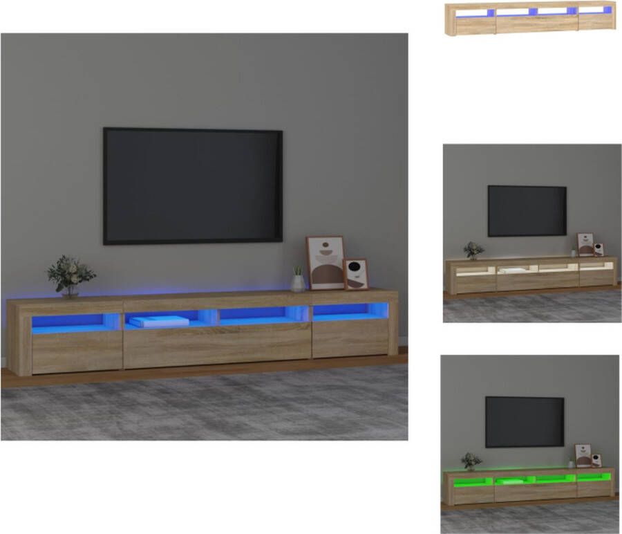 vidaXL TV-meubel Sonoma eiken 240 x 35 x 40 cm RGB LED-verlichting Kast