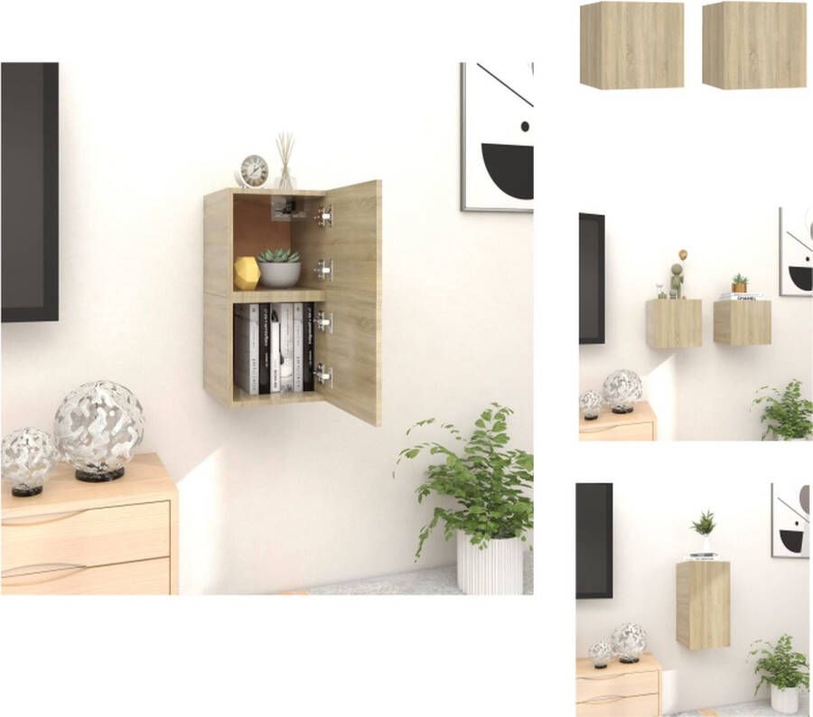 VidaXL TV-meubel Sonoma Eiken 30.5 x 30 x 30 cm Wandmontage Links Rechts Openend Kast