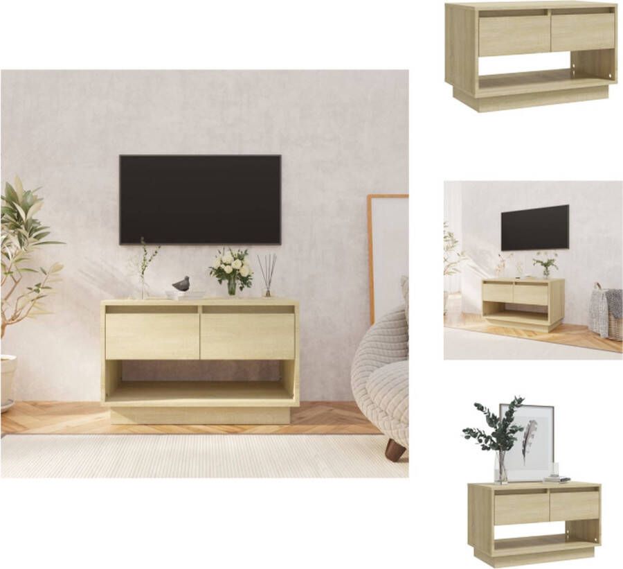 VidaXL TV-meubel Sonoma Eiken 70 x 41 x 44 cm 2 lades 1 open vak Kast