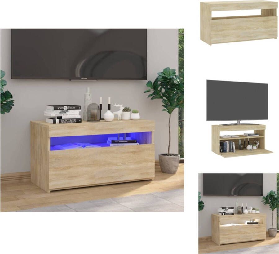 VidaXL TV-meubel Sonoma Eiken 75x35x40 cm LED-verlichting Kast