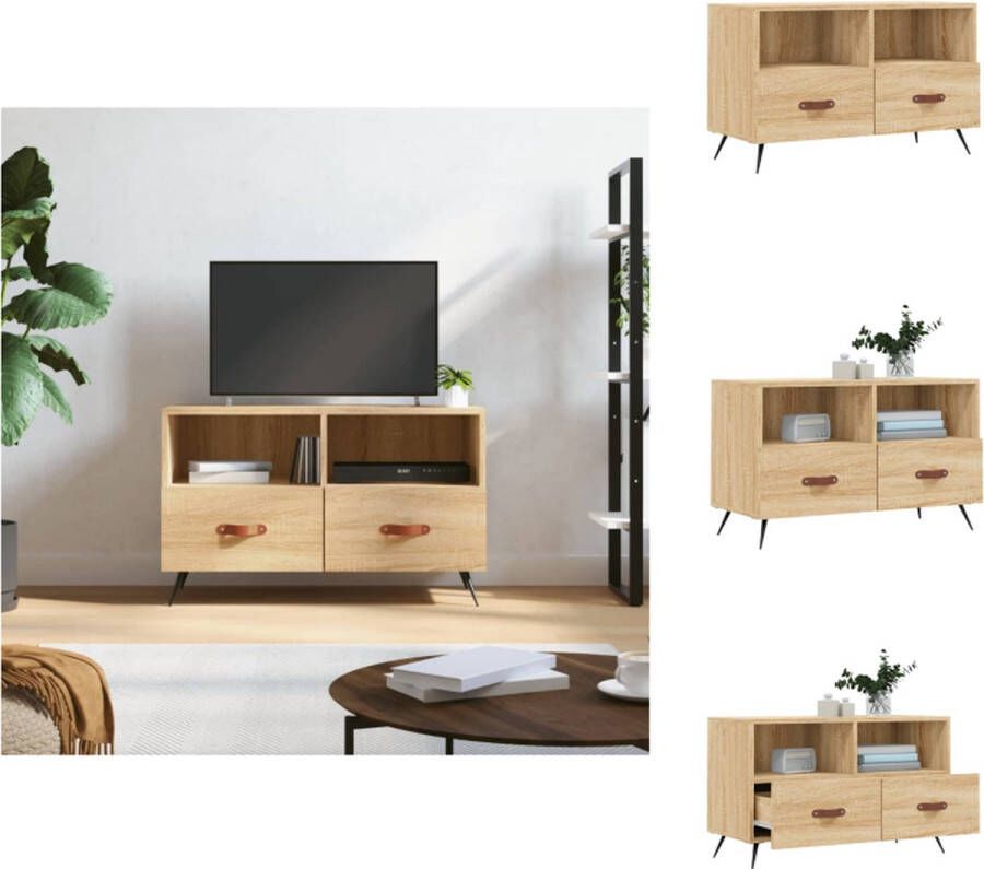 VidaXL Tv-meubel Sonoma eiken 80 x 36 x 50 cm opbergruimte en presenteerfunctie Kast