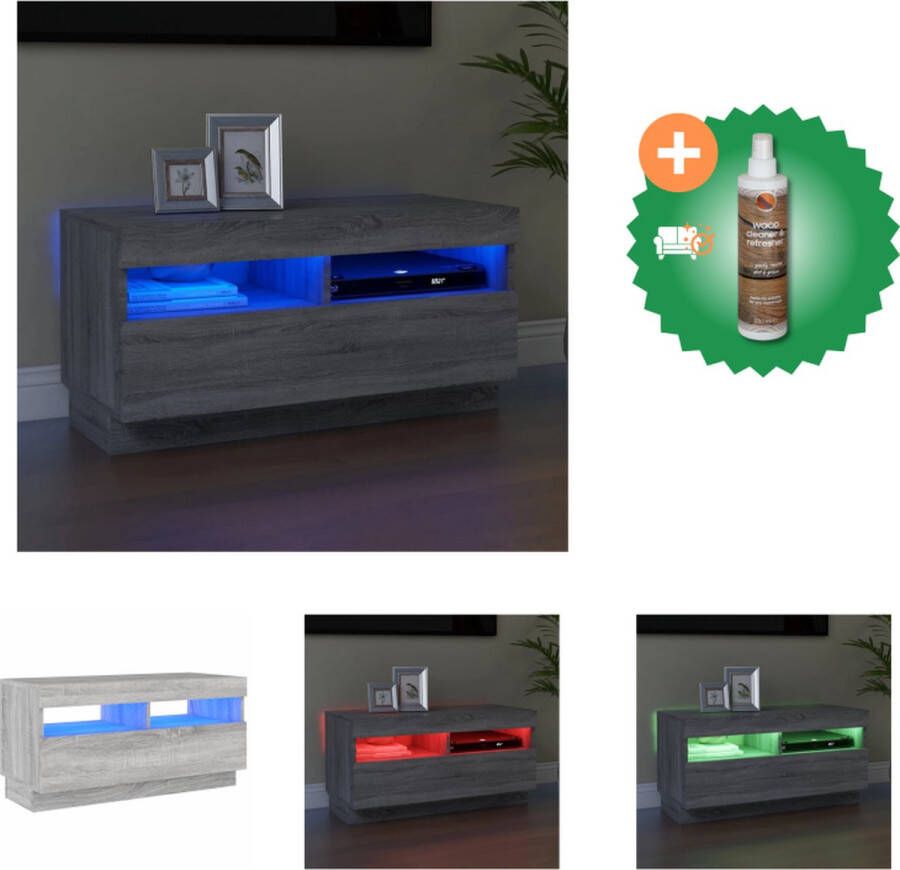 VidaXL Tv-meubel met LED-verlichting 80x35x40 cm grijs sonoma eiken Kast Inclusief Houtreiniger en verfrisser