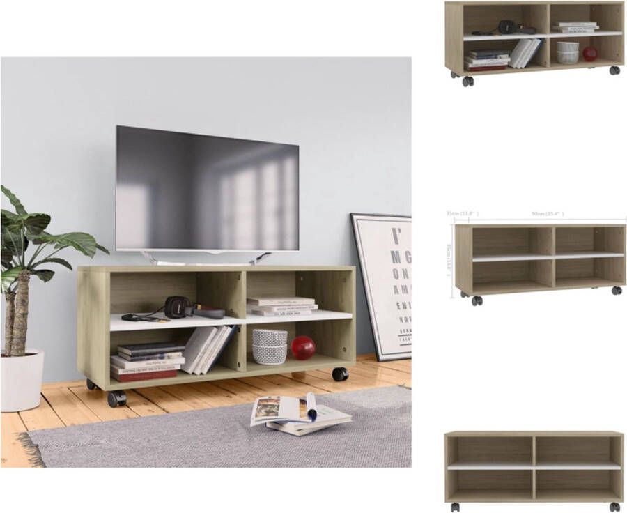 VidaXL TV-meubel Sonoma eiken 90 x 35 x 35 cm Stevig en duurzaam 4 open vakken Kast
