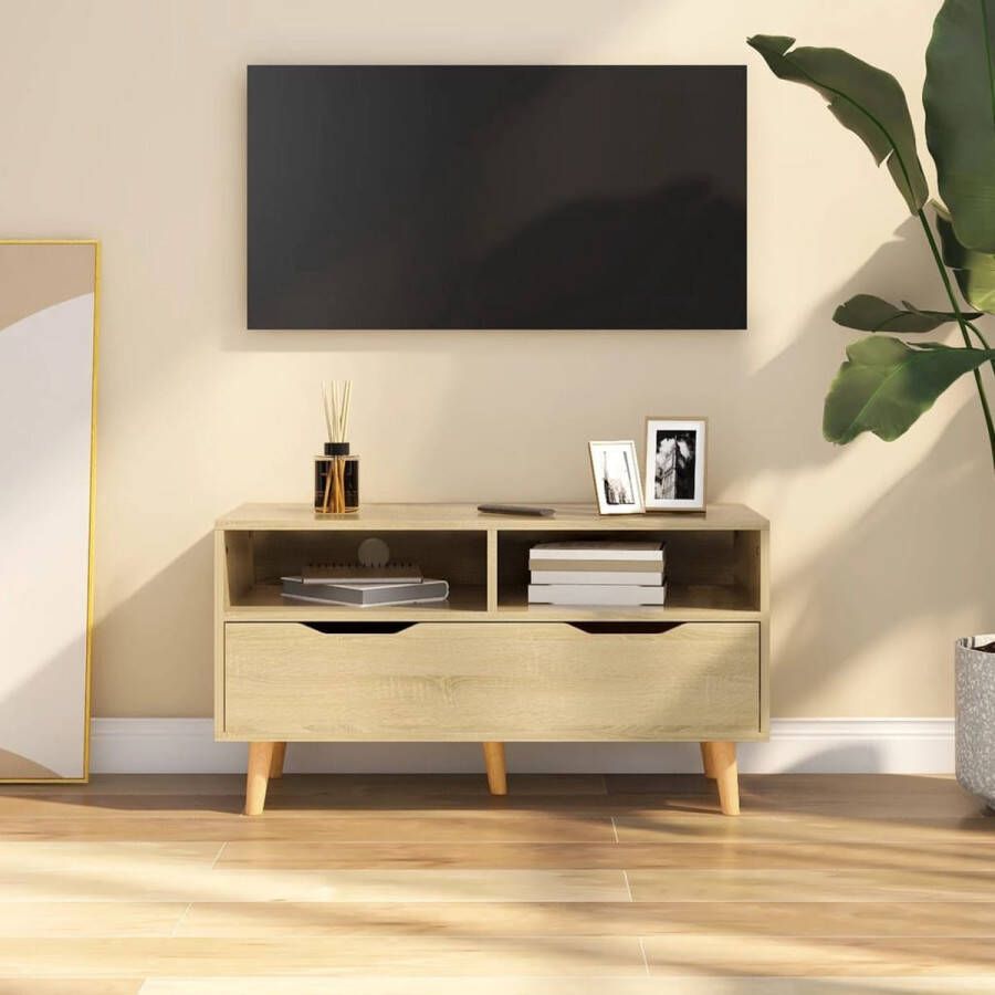 VidaXL TV-meubel Sonoma eiken 90 x 40 x 48.5 cm stevig en praktisch Kast