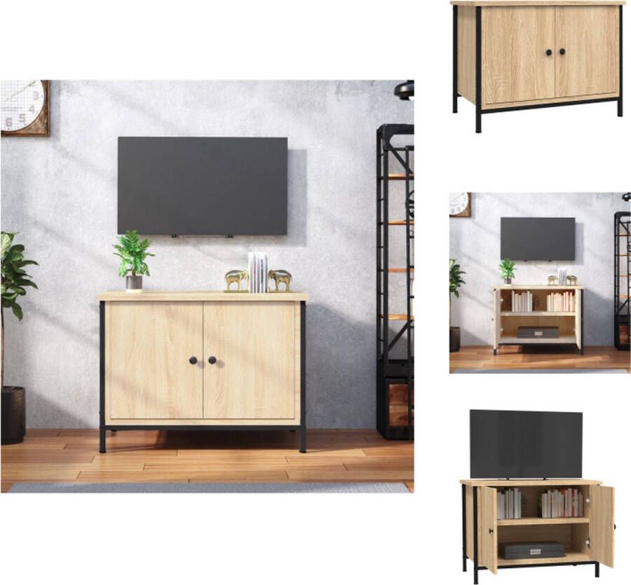 VidaXL TV-Meubel Sonoma Eiken Duurzaam Hout 60 x 35 x 45 cm Opbergruimte Stevig Blad Praktische Deuren Metalen Voeten Kast