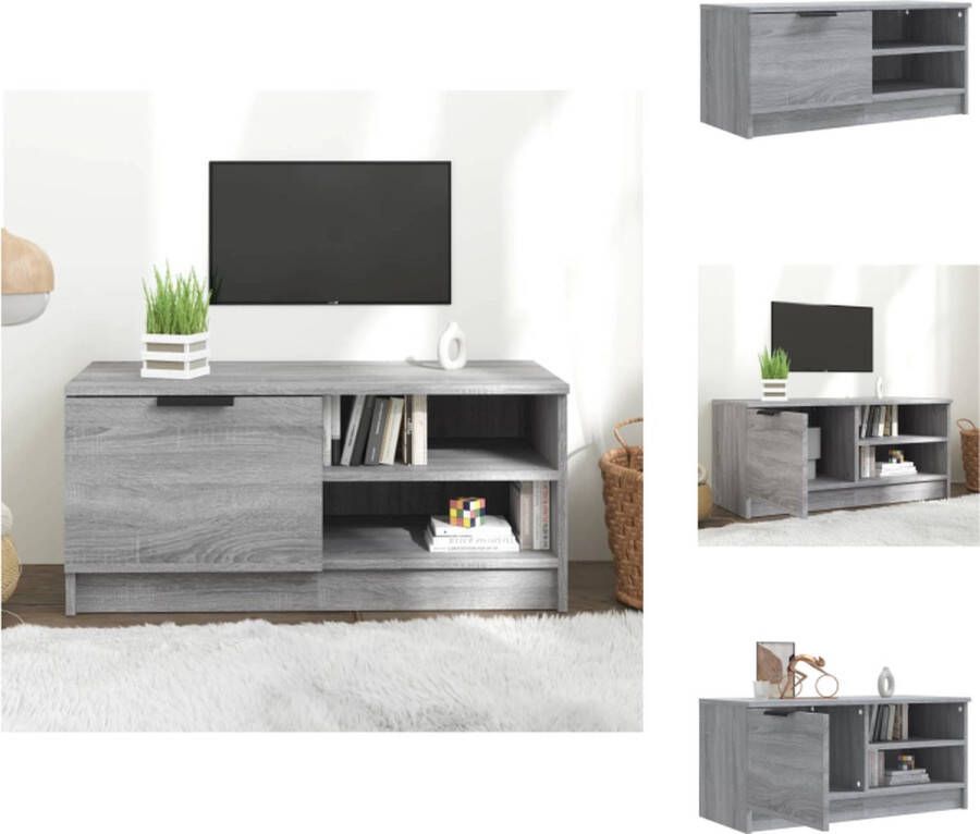 VidaXL TV-meubel Sonoma eiken grijs 80 x 35 x 36.5 cm praktisch meubel met opbergruimte Kast