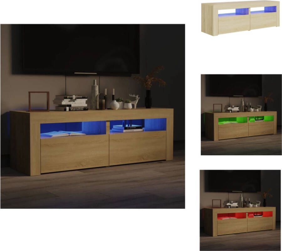 vidaXL TV-meubel Sonoma Eiken Hifi-kast 120x35x40cm LED-verlichting Kast